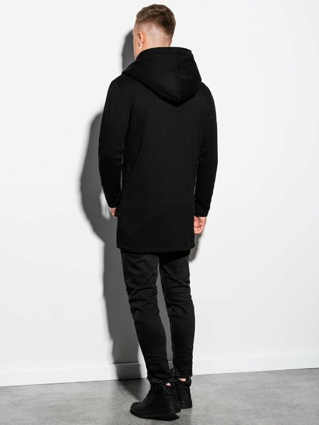 Ombre Clothing Schwarzer Herren-Kapuzenpullover mit verlängertem Reißverschluss B668 HUGO