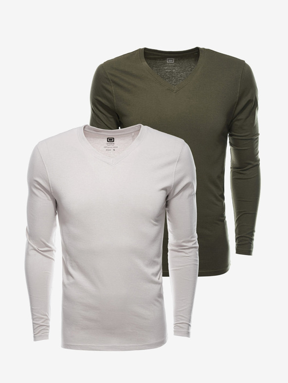 Ombre Clothing Herren Langarm-T-Shirt ohne Aufdruck - Mix 2 Stück im Paket V5 Z41 basic