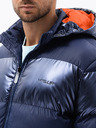 Ombre Clothing Dunkelblaue Herren-Steppwinterjacke mit Kapuze Ombre Clothing