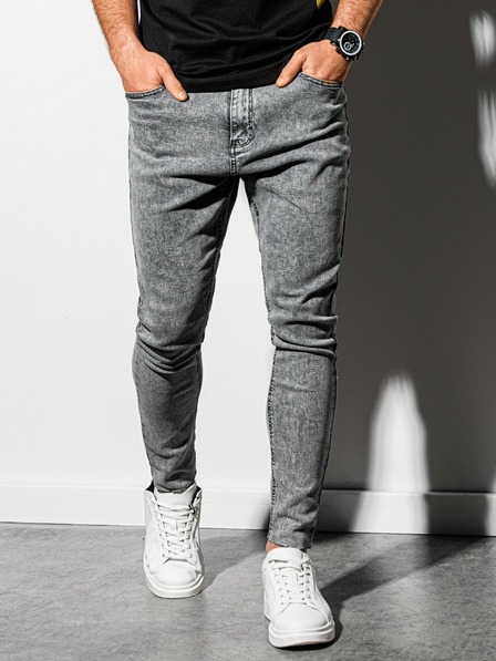 Ombre Clothing Graue Herren Cropped Slim Fit Jeans Ombre Kleidung P923