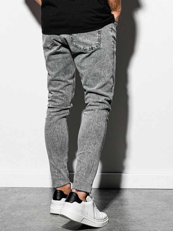 Ombre Clothing Graue Herren Cropped Slim Fit Jeans Ombre Kleidung P923