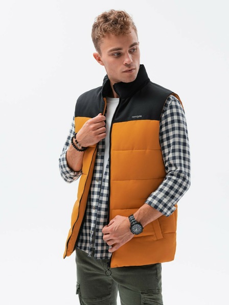Ombre Clothing Schwarz-senfrote Herren-Steppweste Ombre Clothing