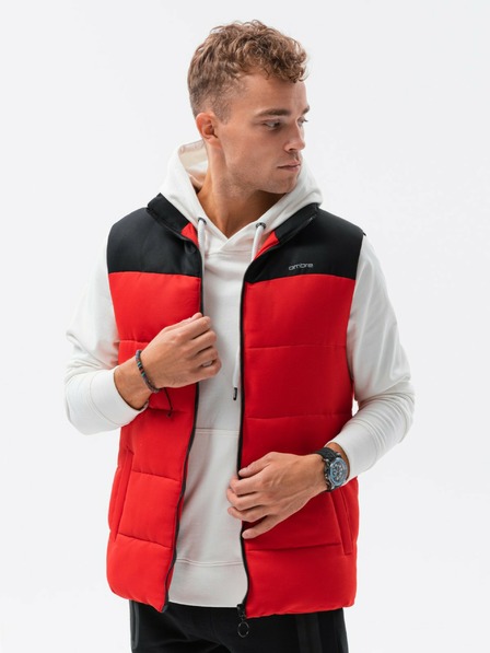 Ombre Clothing Schwarz-rote Steppweste für Herren Ombre Clothing