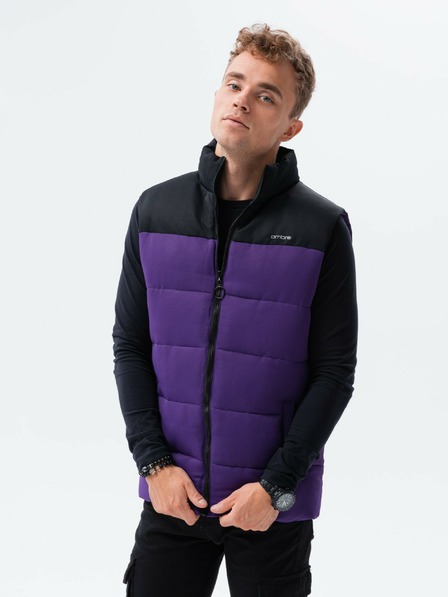 Ombre Clothing Schwarz-lila Herren-Steppweste Ombre Clothing