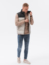 Ombre Clothing Schwarz-beige Herren-Steppweste Ombre Clothing