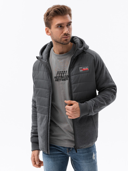 Ombre Clothing Dunkelgraue leichte Herren-Kapuzenjacke Ombre Kleidung