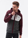 Ombre Clothing Ombre Clothing C447 Herren Übergangsjacke in Grau und Burgunderrot