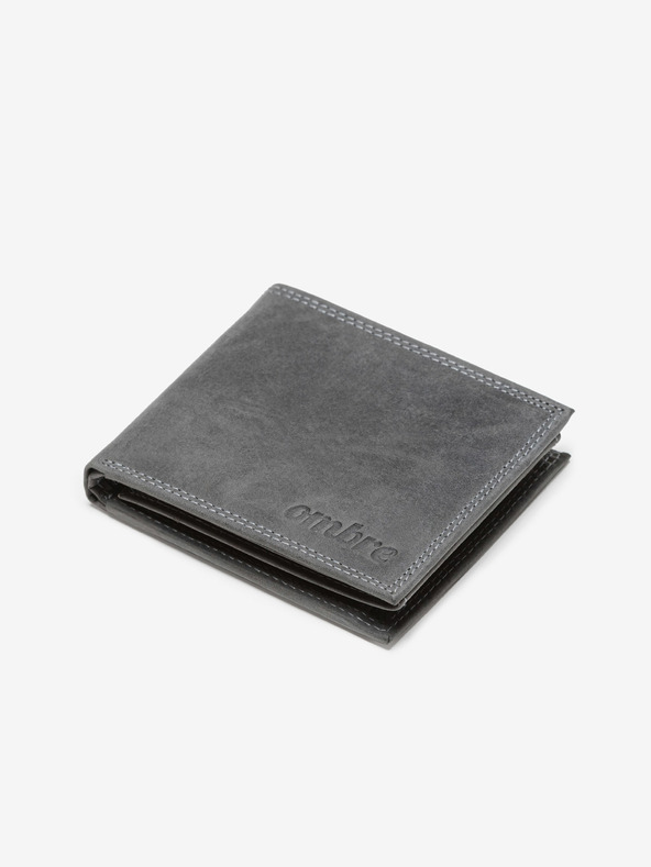 Ombre Clothing Graue Herren Leder Brieftasche Ombre Kleidung