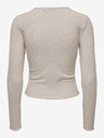 ONLY Beigefarbenes Damen-T-Shirt mit gerippten langen Ärmeln ONLY Emma