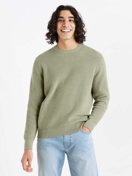 Celio Hellgrüner Herren-Rippenpulli Celio Dexter