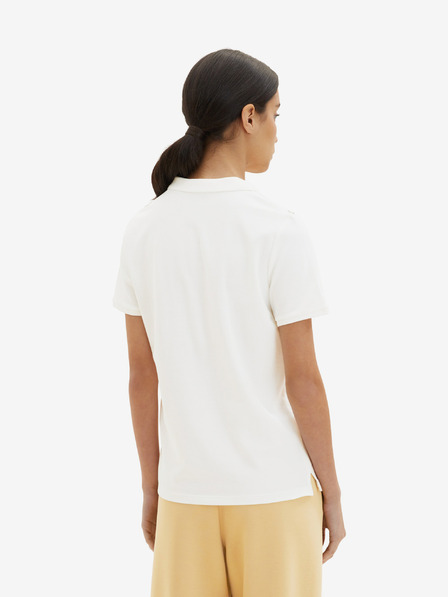 Tom Tailor Cremefarbenes gemustertes Damen-Poloshirt Tom Tailor