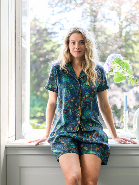 PiP studio Dunkelblaues gemustertes Damen-Pyjama-Top PiP Studio Kyoto Festival Blau