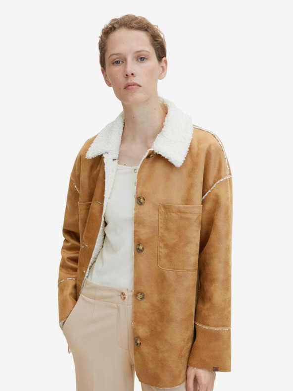 Tom Tailor Tom Tailor Hellbraune Damen-Kunstfelljacke
