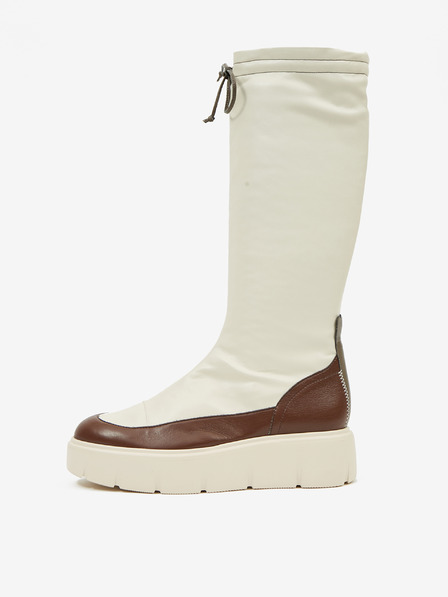 Högl Cremefarbene Damen Plateaustiefel Högl