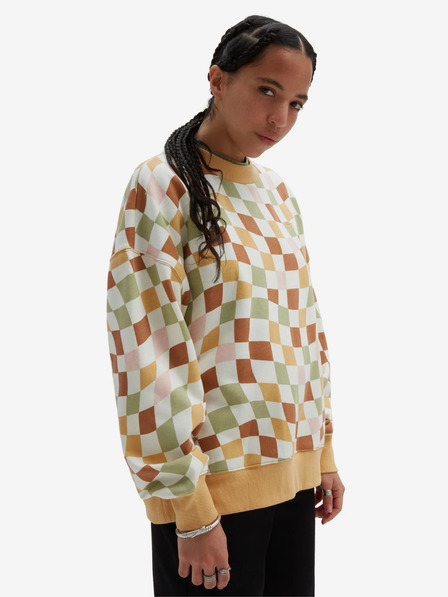 Vans Weiß-gelb kariertes VANS Club Slouchy Damen-Sweatshirt