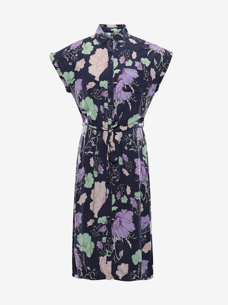 NAX Dunkelblaues geblümtes Damenkleid NAX OCERA