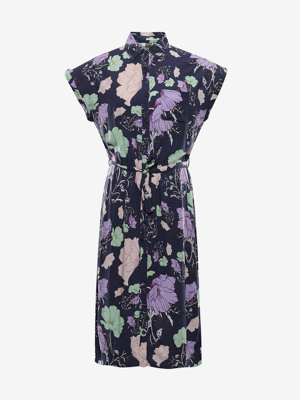 NAX Dunkelblaues geblümtes Damenkleid NAX OCERA
