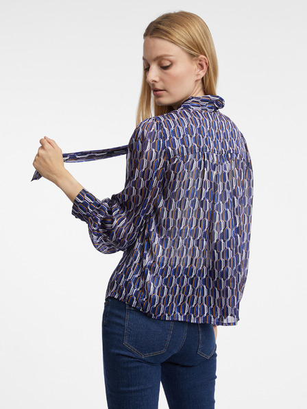 Orsay Blaue gemusterte Damenbluse ORSAY