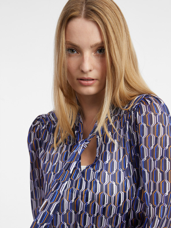 Orsay Blaue gemusterte Damenbluse ORSAY