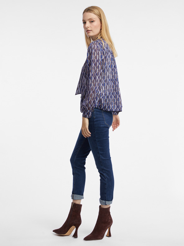Orsay Blaue gemusterte Damenbluse ORSAY