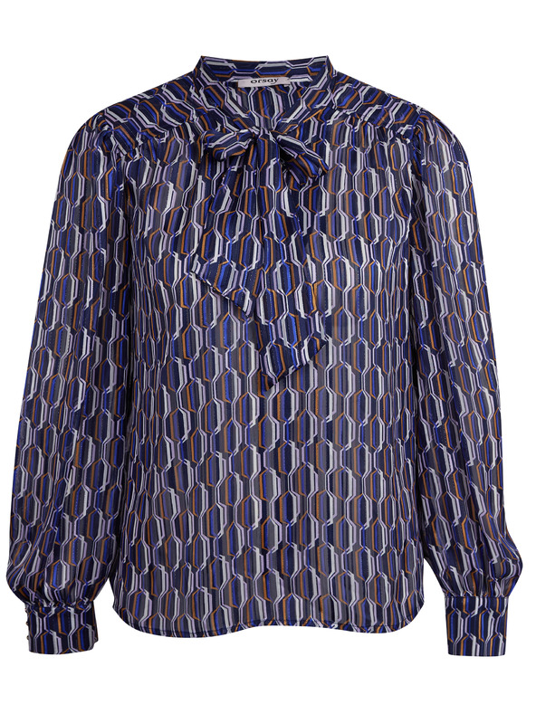 Orsay Blaue gemusterte Damenbluse ORSAY