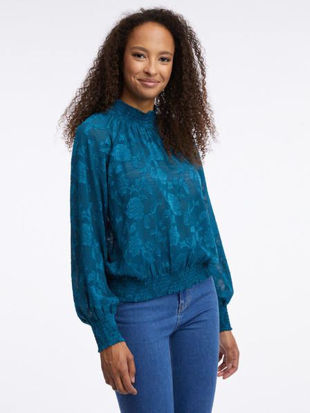 Orsay Blaue gemusterte Damenbluse ORSAY