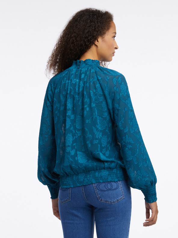 Orsay Blaue gemusterte Damenbluse ORSAY