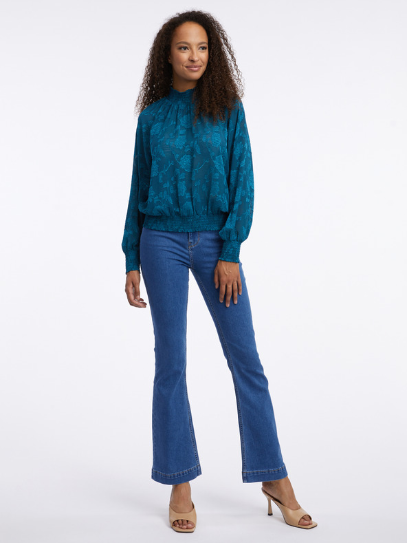 Orsay Blaue gemusterte Damenbluse ORSAY