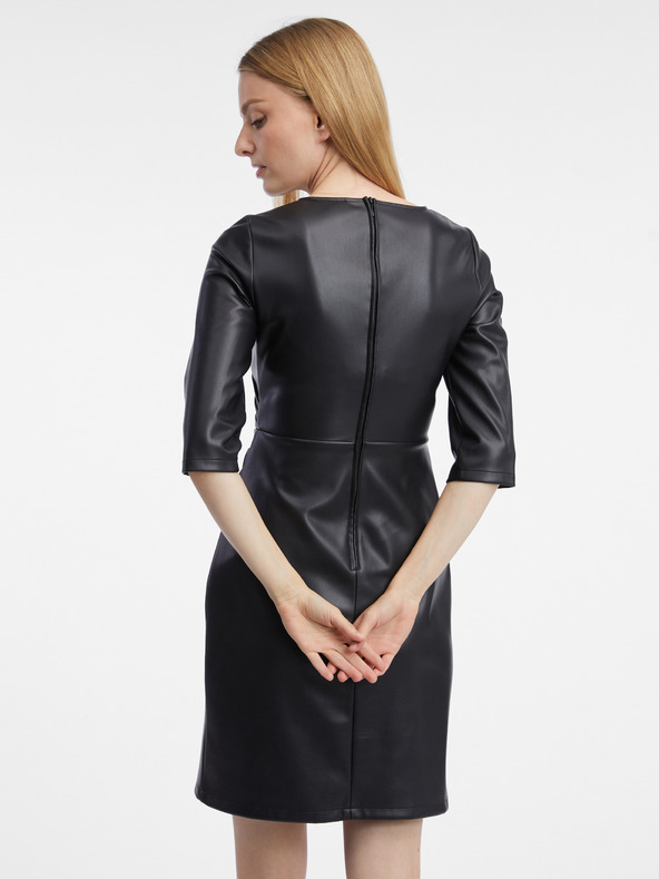 Orsay Schwarzes Damen-Kunstlederkleid ORSAY