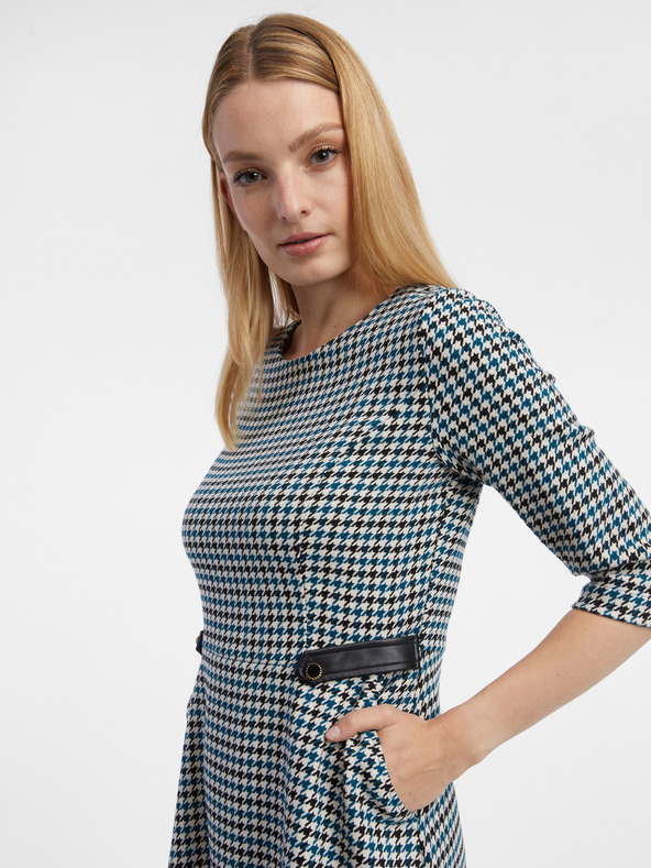 Orsay Blaues gemustertes Damenkleid ORSAY