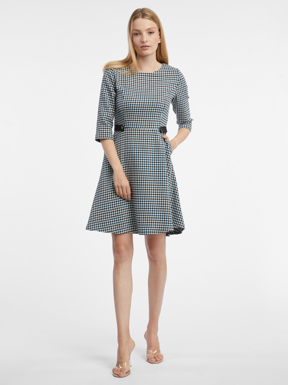 Orsay Blaues gemustertes Damenkleid ORSAY