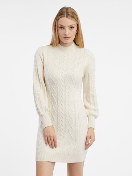 Orsay Cremefarbenes Damen-Strickkleid ORSAY