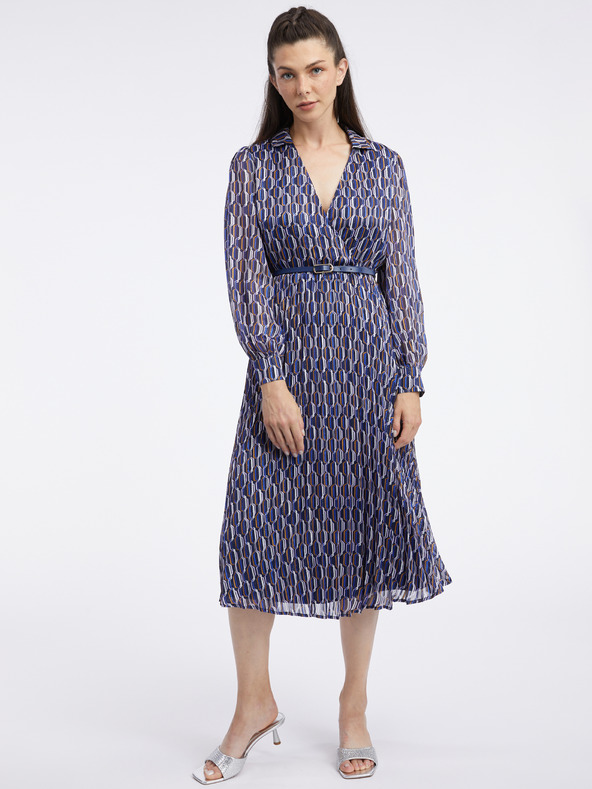 Orsay Dunkelblaues gemustertes Damenkleid ORSAY