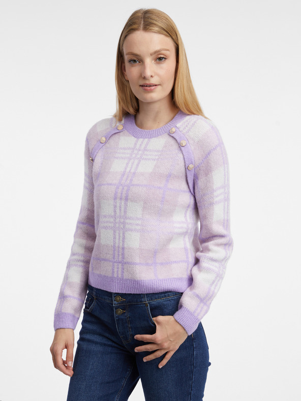 Orsay Hellvioletter Karo-Pullover für Damen ORSAY