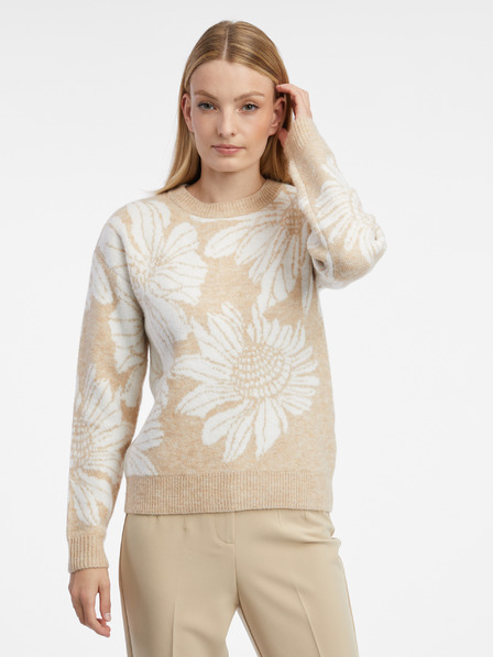 Orsay Weiß-beige geblümte Damenstrickjacke ORSAY