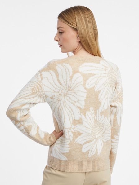 Orsay Weiß-beige geblümte Damenstrickjacke ORSAY