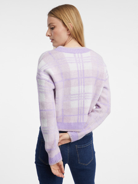Orsay Hellviolette karierte Damen-Strickjacke ORSAY