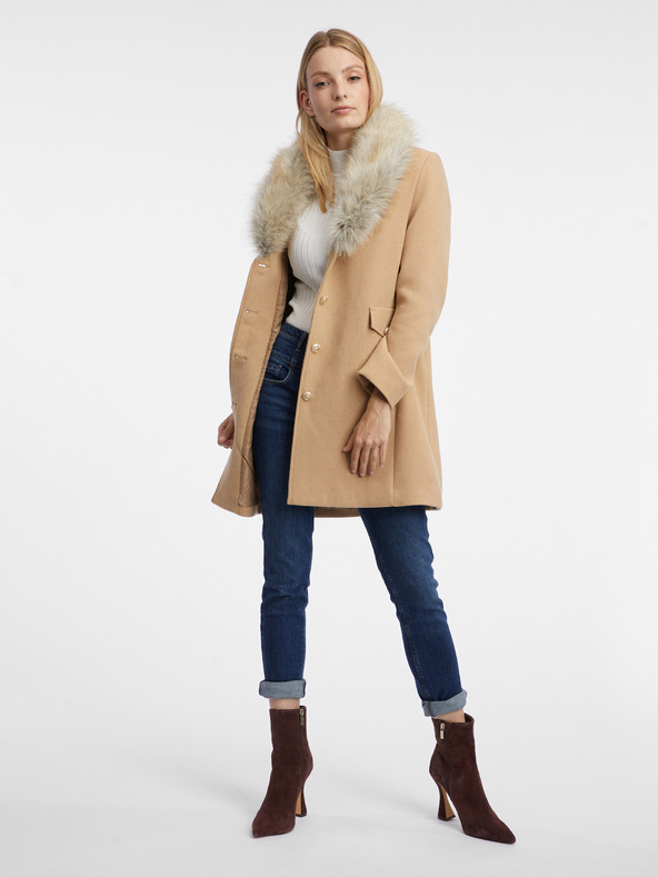 Orsay Beigefarbener Damenmantel aus Wollgemisch ORSAY