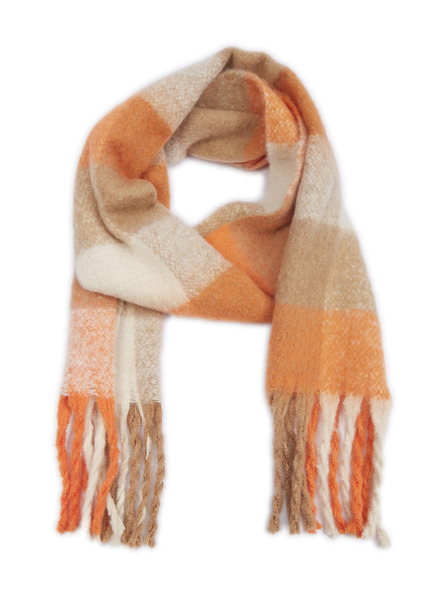 Orsay Orange-beigefarbener karierter Damenschal ORSAY