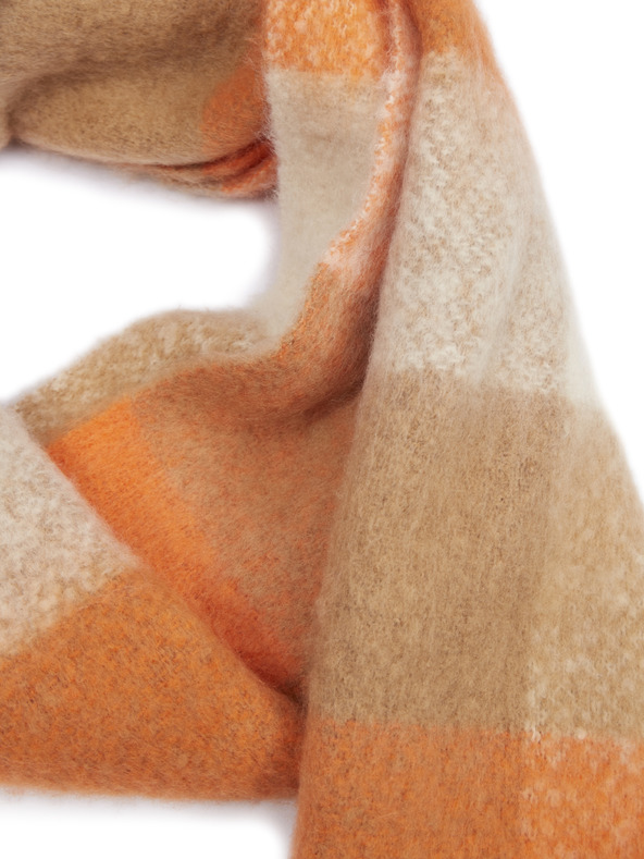 Orsay Orange-beigefarbener karierter Damenschal ORSAY