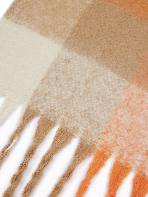 Orsay Orange-beigefarbener karierter Damenschal ORSAY