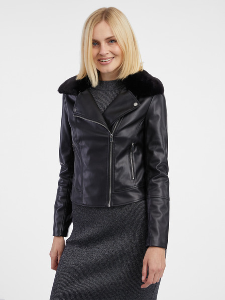 Orsay Schwarze Damen-Kunstpelz-Jacke ORSAY