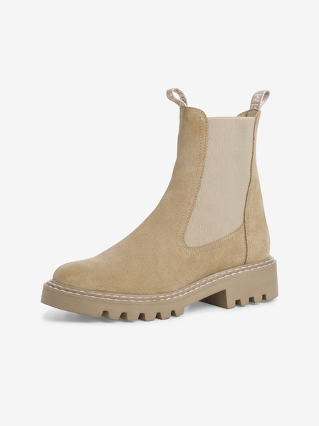 Tamaris Beigefarbene Damen-Chelsea-Stiefel aus Wildleder Tamaris