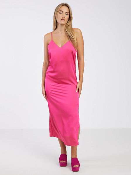 Vila Dunkelrosa Damen-Satin-Midikleid VILA Ellette