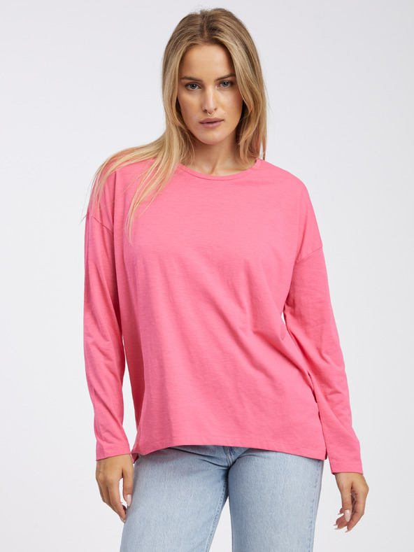 Noisy May Dunkelrosa Damen Basic Oversize Langarm T-Shirt Noisy May Mathilde