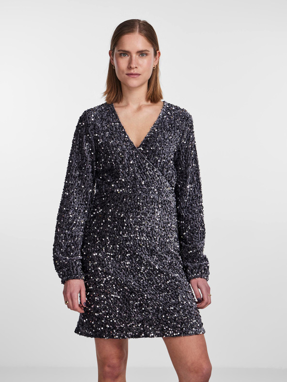 Pieces Graues Damen Paillettenkleid Pieces Kam