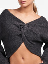 Pieces Grauer kurzer Damenpullover aus Wollmischung Pieces Juna