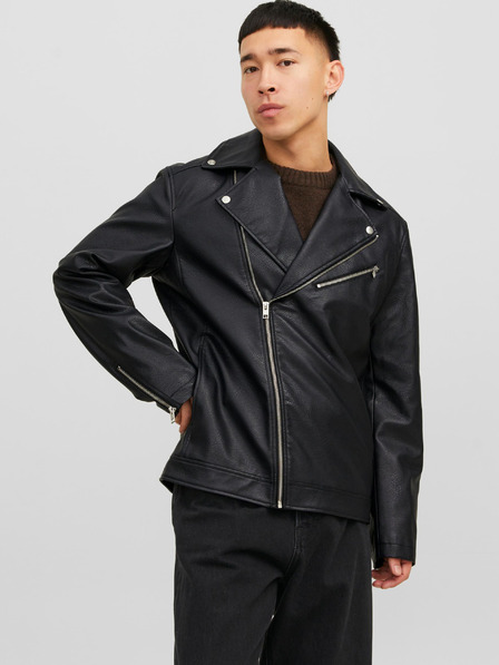 Jack & Jones Schwarze Jack & Jones Rocky Herren Lederjacke