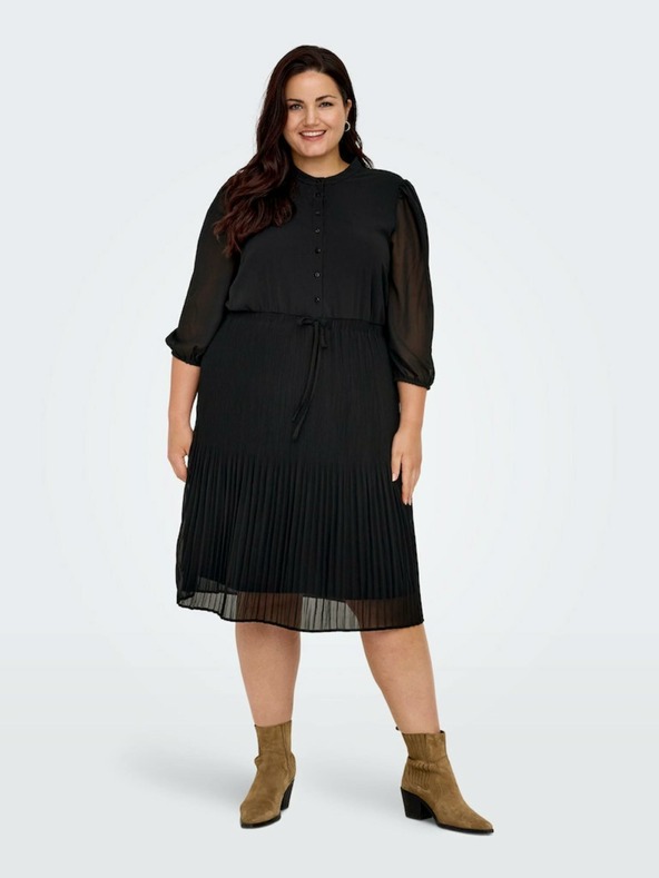 ONLY CARMAKOMA Schwarzes plissiertes Damenkleid ONLY CARMAKOMA Piona