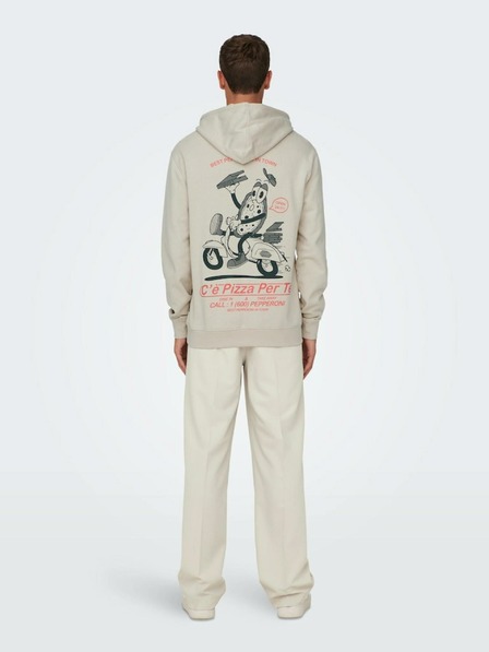 ONLY & SONS Beige Herren-Kapuzenpullover ONLY & SONS Bryce